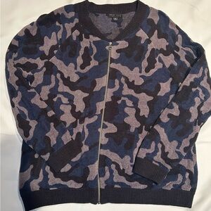 Barefoot Dreams Women's Bomber Jacket - Blue and Gray Camouflage